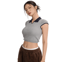 Mist Grey Mid-Crop Polo